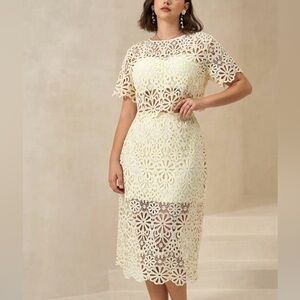 Elegant Ivory Crochet Lace 2 Piece Set Size 2x